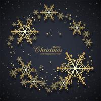 Beautiful merry christmas card with snowflake background vector