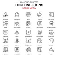 Thin line internet marketing and social network icons set vector