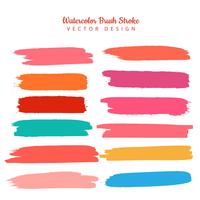 Beautiful colorful watercolor stroke set design vector