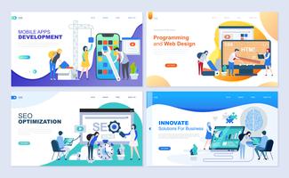 Set of flat line design Landing page templates vector