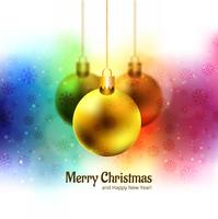 Merry christmas balls glitters colorful festival background vector