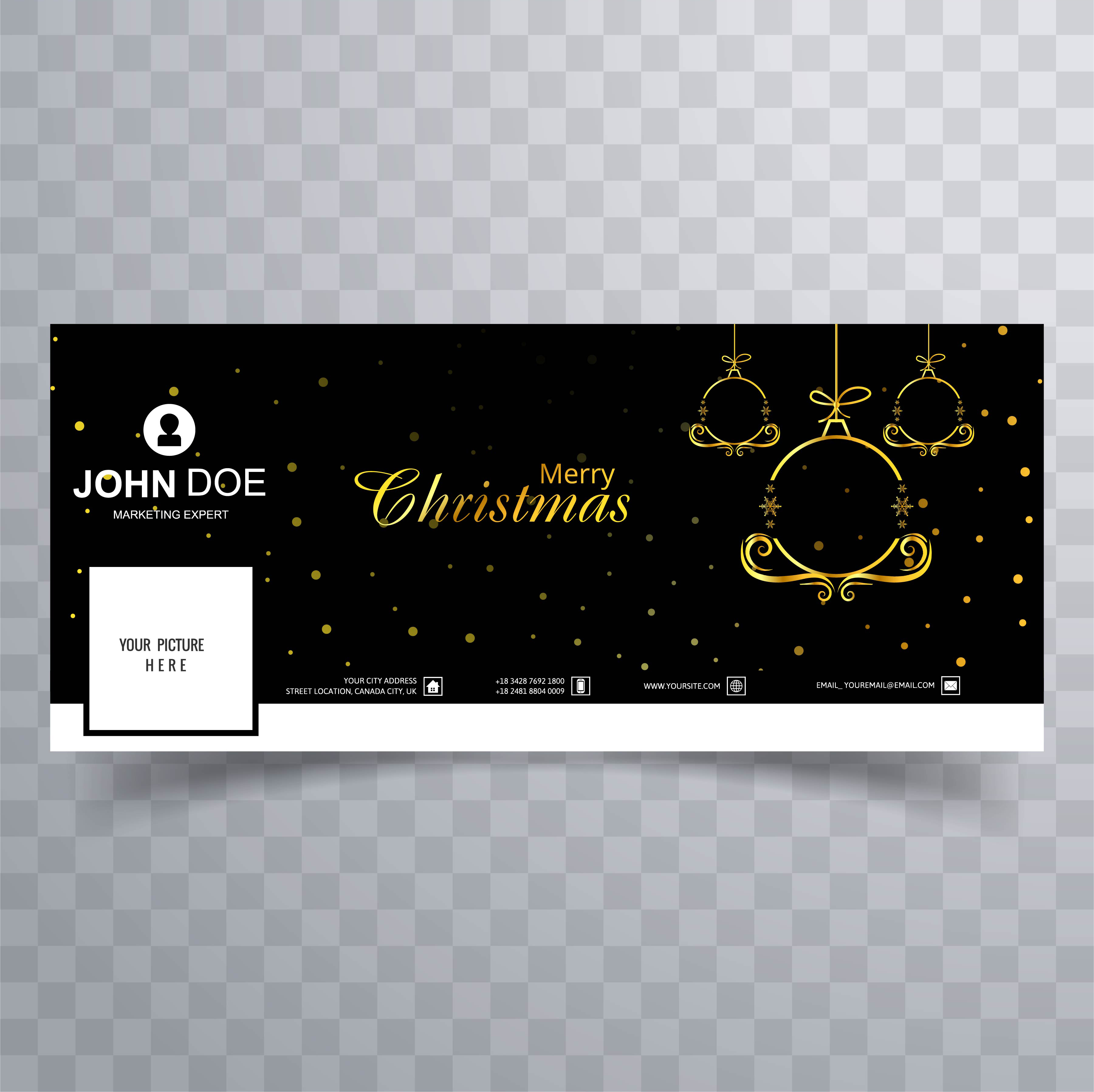 Elegant Decorative Merry Christmas Ball Facebook Banner Template
