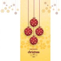 Tarjeta de feliz Navidad con vector de fondo bola decorativa