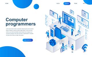 Modern isometric design concept of Computer Programmers vector