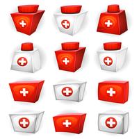 Iconos de caja de medicina para juego de interfaz de usuario vector