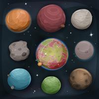 Comic Planets Set On Space Background vector