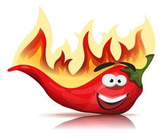 Personaje de Red Hot Chili Pepper con llamas ardientes vector