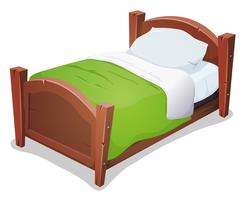 Wood Bed With Green Blanket vector