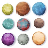 Comic Planets And Space Asteroids Set vector