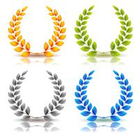 Awards And Laurel Leaves Wreath Set vector