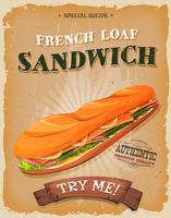 Grunge And Vintage French Loaf Sandwich Poster