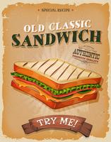 Grunge And Vintage Sandwich Poster vector