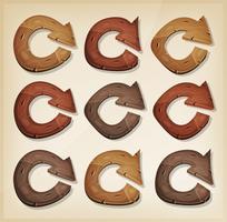 Wooden Refresh Arrows Icons For Ui Game vector