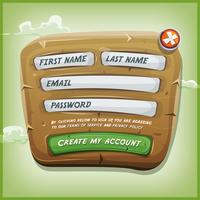 Login Form On Wood Panel For Ui Game vector