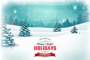 Vintage Christmas And New Year Landscape vector