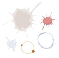 Various Stains Of Dirt, Coffee And Blood Set vector