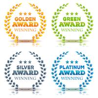 Premios ganadores y conjunto de hojas de laurel vector