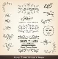 Banners de diseño caligráfico vintage vector