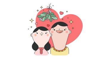 Couple Under Mistletoe Vector