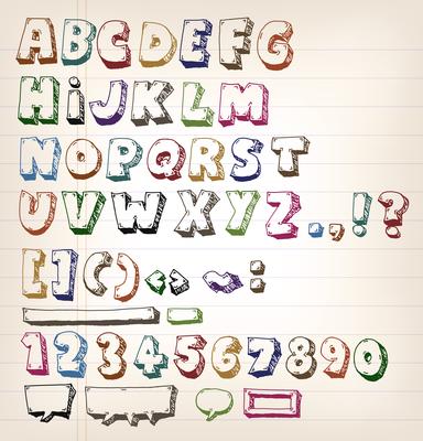 Doodle Vintage ABC Elements