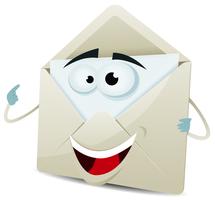 Personaje de correo electrónico feliz de dibujos animados vector