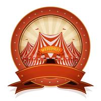 Vintage Circus Badge And Ribbon With Big Top vector