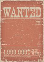 Wanted Poster On Red Grunge Background