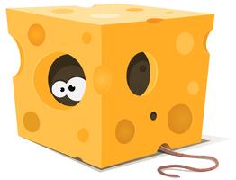 Ojos de ratón dentro de pieza de queso vector