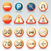 Road Signs Glossy Icons Set vector