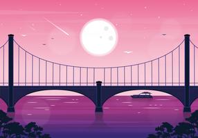 Vector Landscape Bridge Illustration