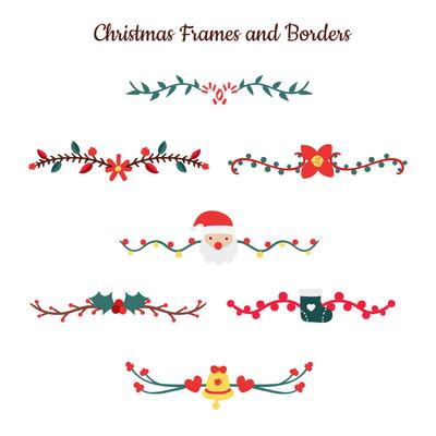 Cute Christmas Borders Collection With Flowers And Elements