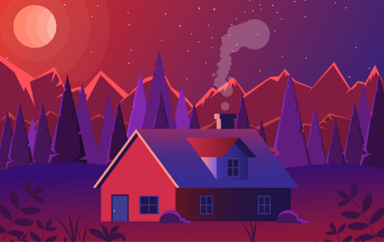 Vector Red Landscape Illustration