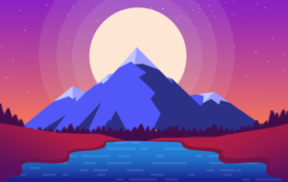 Vector Purple Landscape Illustration