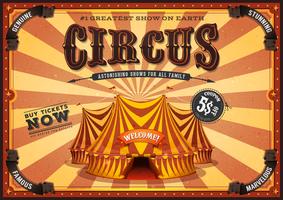 Cartel amarillo del circo del vintage con el top grande vector