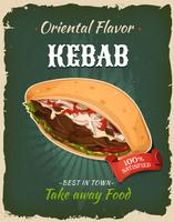 Cartel retro del bocadillo del kebab de los alimentos de preparación rápida vector