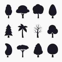 Conjunto de iconos de silueta de árbol vector