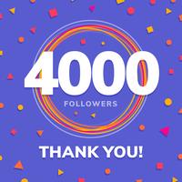 4000 followers, social sites post, greeting card vector