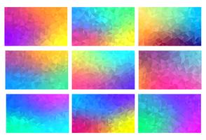 Polygon vector mosaic backgrounds set, colorful abstract patterns, illustration