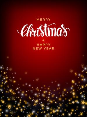 Christmas gold star background, with pearls and lights