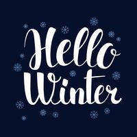 Hello Winter, Calligraphy season banner design, illustration vector