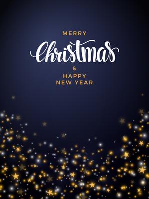 Christmas gold star background, with pearls and lights