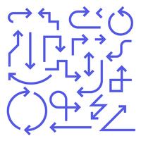 Conjunto de flechas simple, color azul vector
