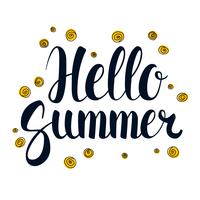 Hello Summer, Calligraphy season banner design, illustration vector