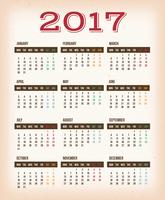 Calendario de diseño vintage para el año 2017 vector