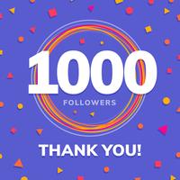 1000 followers, social sites post, greeting card vector