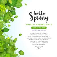 Hello Spring Leaves Background vector
