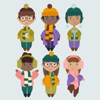 Vector Illustrations of Kids in Winter Clothes