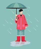 Boy Holding Umbrella vector