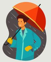 Boy Holding Umbrella vector