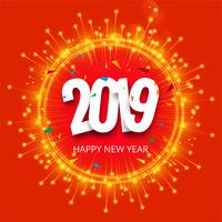 Beautiful Happy New Year 2019 text festival background